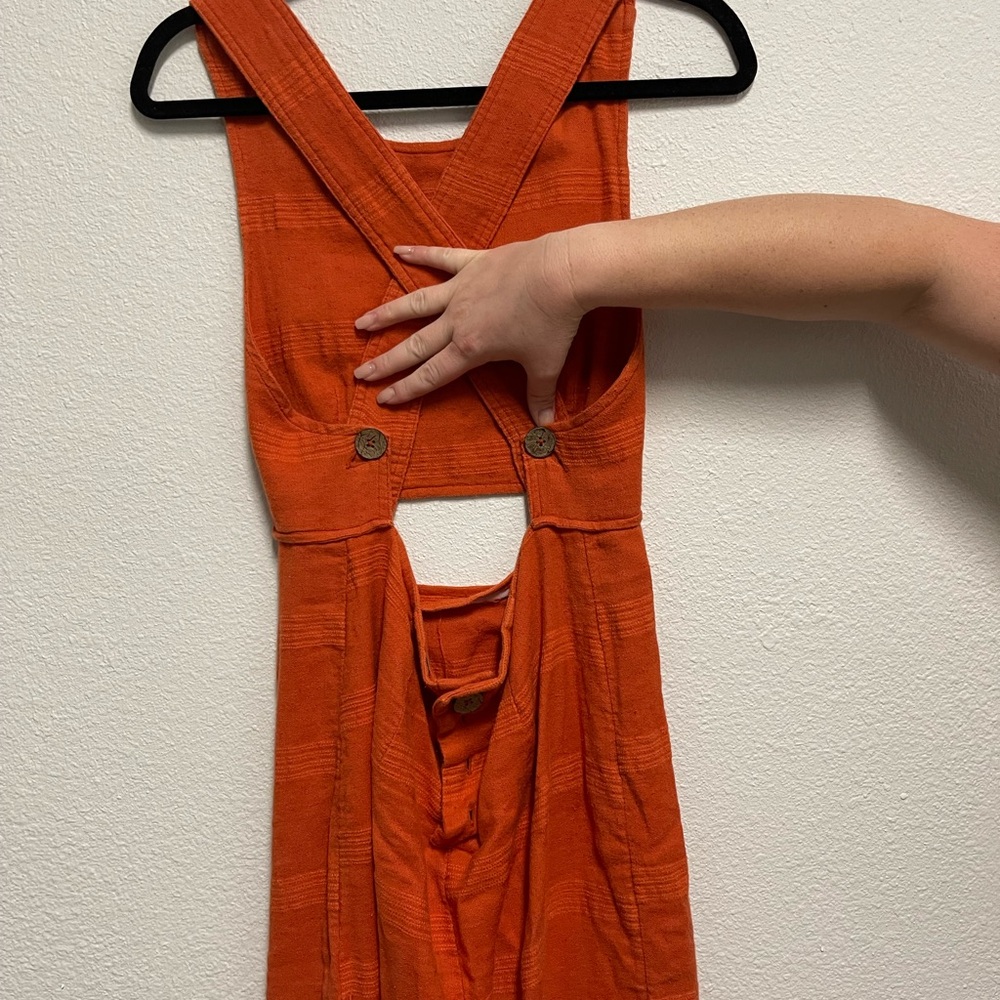 Belly cutout and cross back orange maxi dress